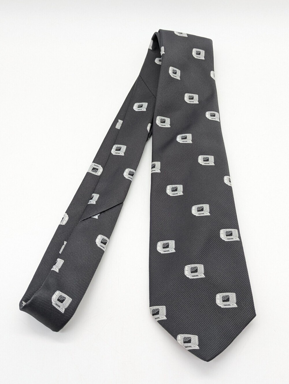 Grey White Vintage PC Computer Novelty Tie